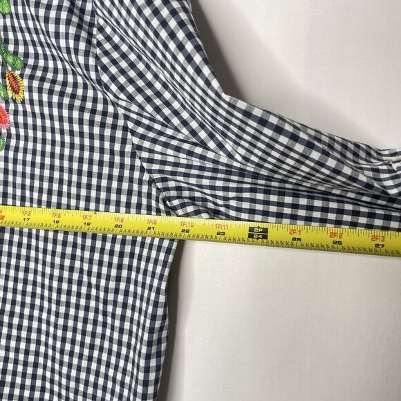 Grand & Greene Blouse XL Plaid Embroidered Floral Boho Cottagecore Gingham - Picture 8 of 9